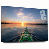 Large abstract wall art depicting a serene Ontario landscape, in muted earth tones on acrylic glass.