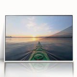 Acrylic print of a serene Ontario landscape, featuring muted greens and blues, ideal for modern nursery wall art.