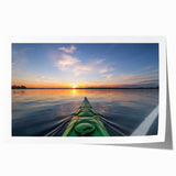 Extra large rolled print of Ontario scenery with floral elements in soft green and blue tones.