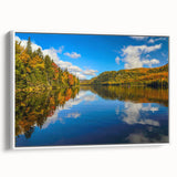 Vintage poster art of Quebec scenery on a framed canvas, featuring colorful art in extra large size.