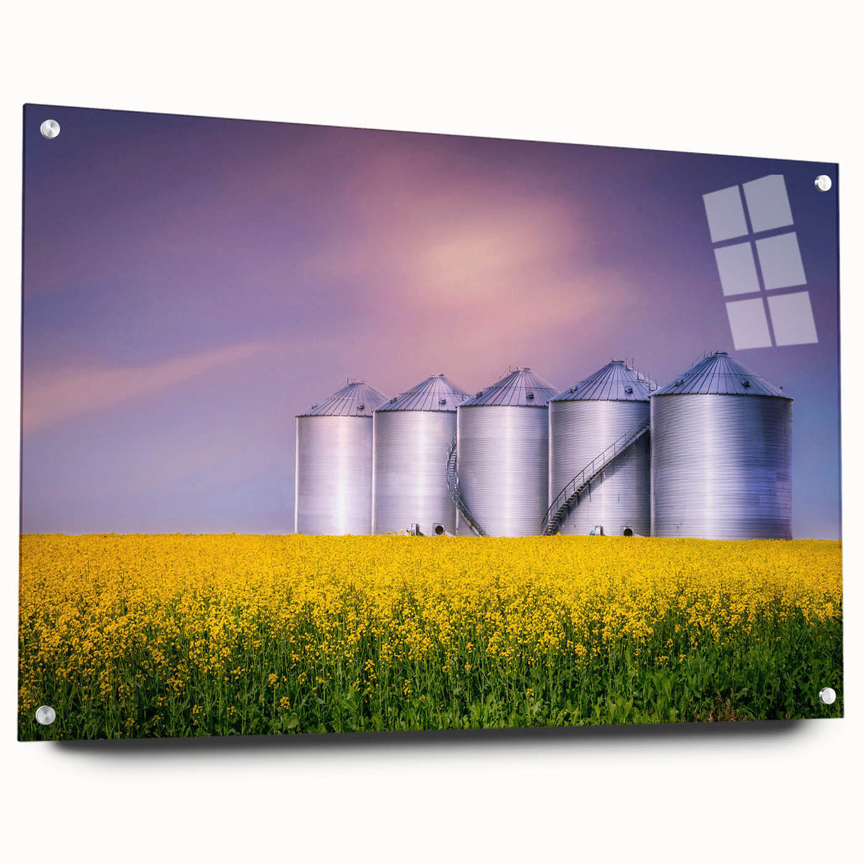 Acrylic print of a large abstract scenery in Saskatchewan, featuring earthy tones, ideal for bedroom or dining room decor.