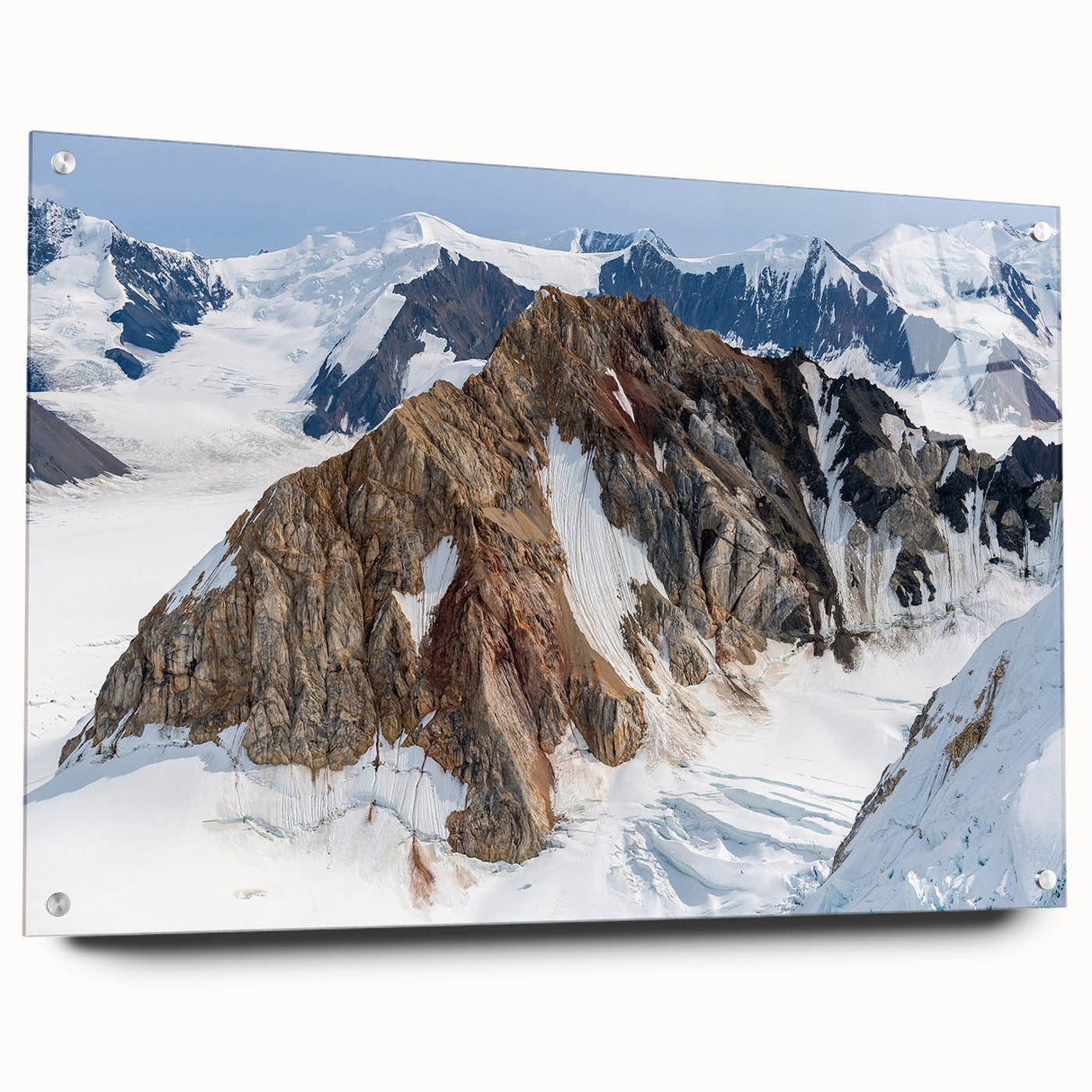 Acrylic print of a Yukon landscape in muted earth tones, suitable for bedroom or dining room decor.