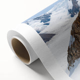 Art deco poster of Yukon scenery in pastel shades on rolled canvas, ideal for nursery wall art.