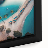 Extra large black wall art featuring a textured, colorful Caribbean scenery on framed canvas, ideal for living room decor.