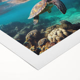 Art deco poster featuring a serene Caribbean beach scene in soft pastel shades on rolled canvas.