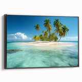 Black and white framed canvas of a vintage Jamaican landscape, ideal for bedroom wall art.