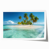 Extra large rolled print of a Caribbean scenery with vibrant blue and green tones, ideal for dining room wall art.