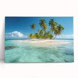 Large black and white photo of Caribbean scenery on stretched canvas, suitable for kitchen wall art.