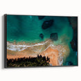 Black and white framed canvas of a vintage Puerto Rican landscape, ideal for bedroom wall decor.