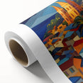 Art Deco style poster of Caribbean scenery on rolled canvas, ideal for nursery wall art.