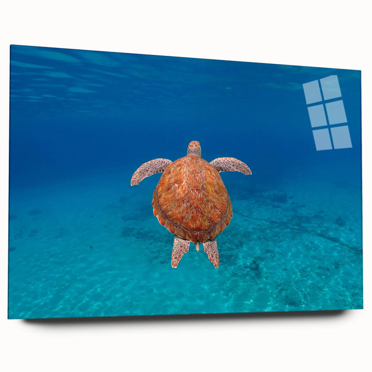 Acrylic print of the Caribbean Virgin Islands in vibrant blues and greens, ideal for bedroom or dining room decor.