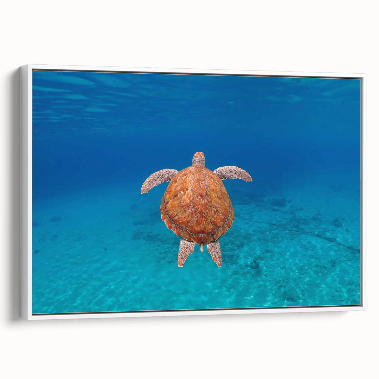 Framed canvas of vintage poster art depicting the Caribbean Virgin Islands in colorful hues, ideal for living room decor.