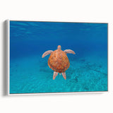 Framed canvas of vintage poster art depicting the Caribbean Virgin Islands in colorful hues, ideal for living room decor.