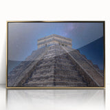 Mid-century modernist scene of Belize in gold acrylic frame, featuring vibrant greens and blues.