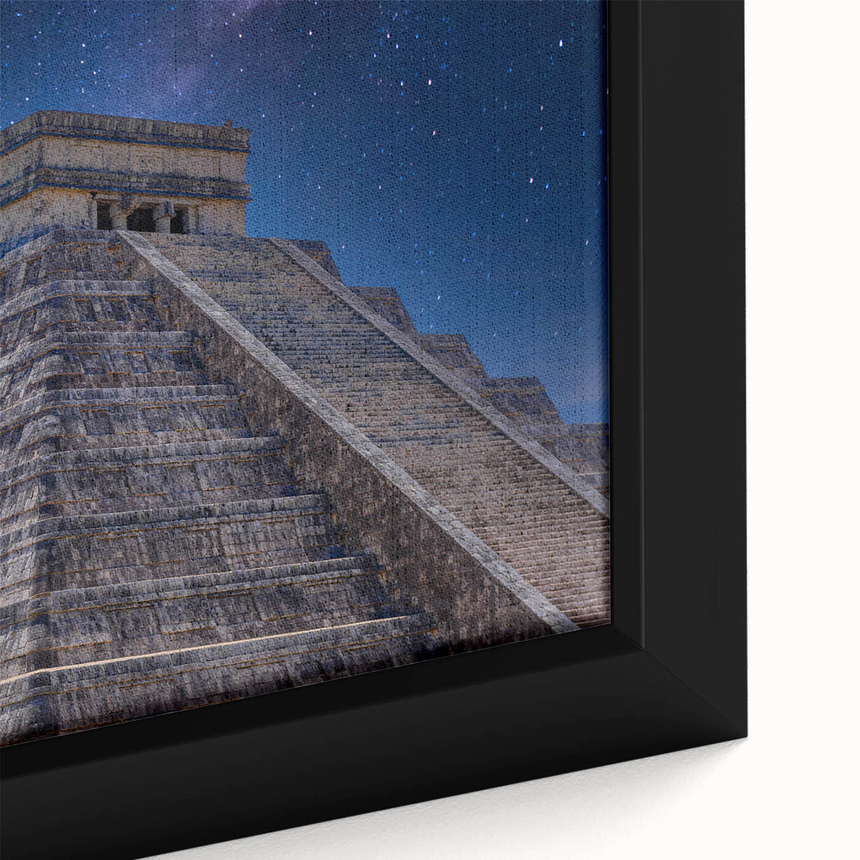 Extra large framed canvas featuring a textured depiction of a Central American scenery in vibrant colors.