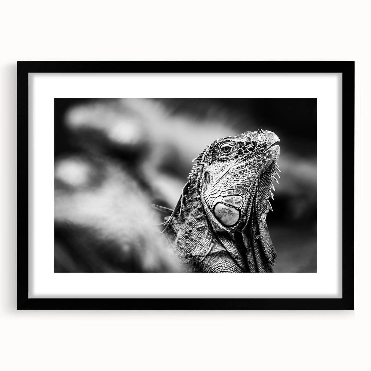 Abstract art print featuring vibrant, colorful textures of a Central American scenery, framed in black.