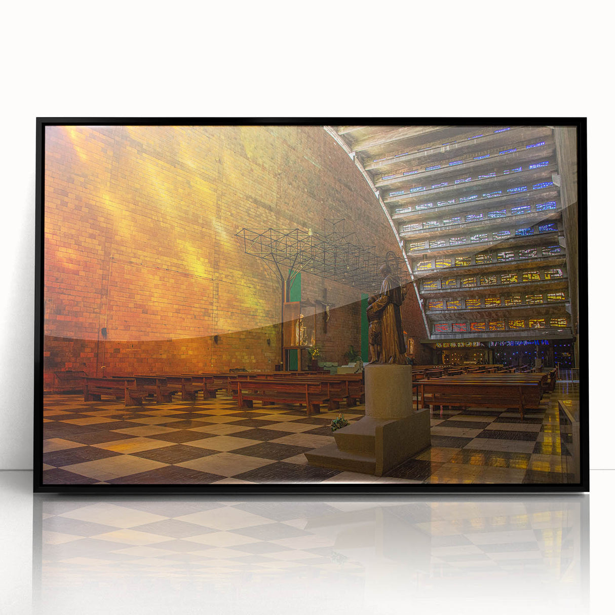 Large abstract wall art featuring a vibrant, colorful depiction of a Central American landscape.