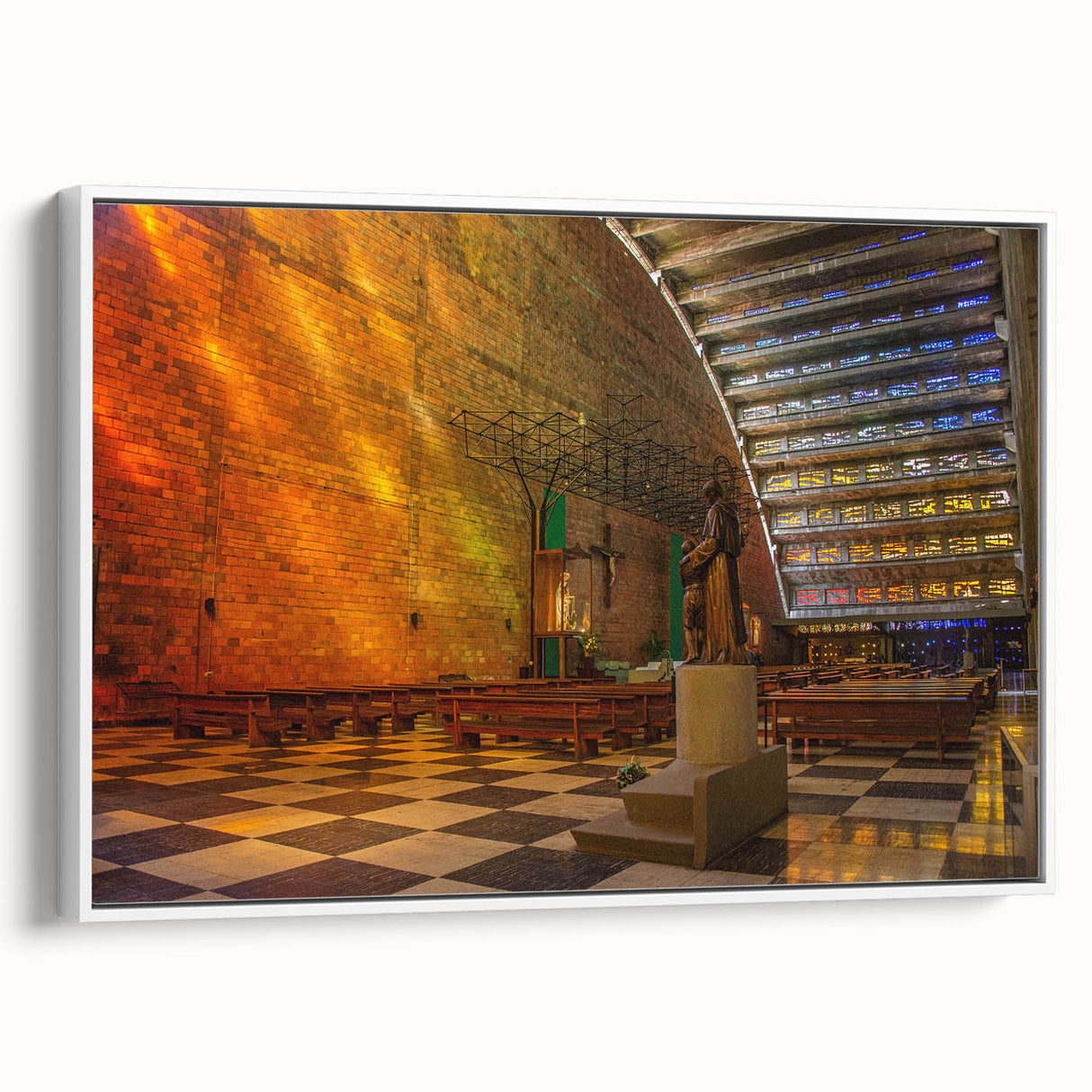 Vintage poster art of a Central American scenery on a framed canvas, featuring vibrant colors, ideal for living room decor.
