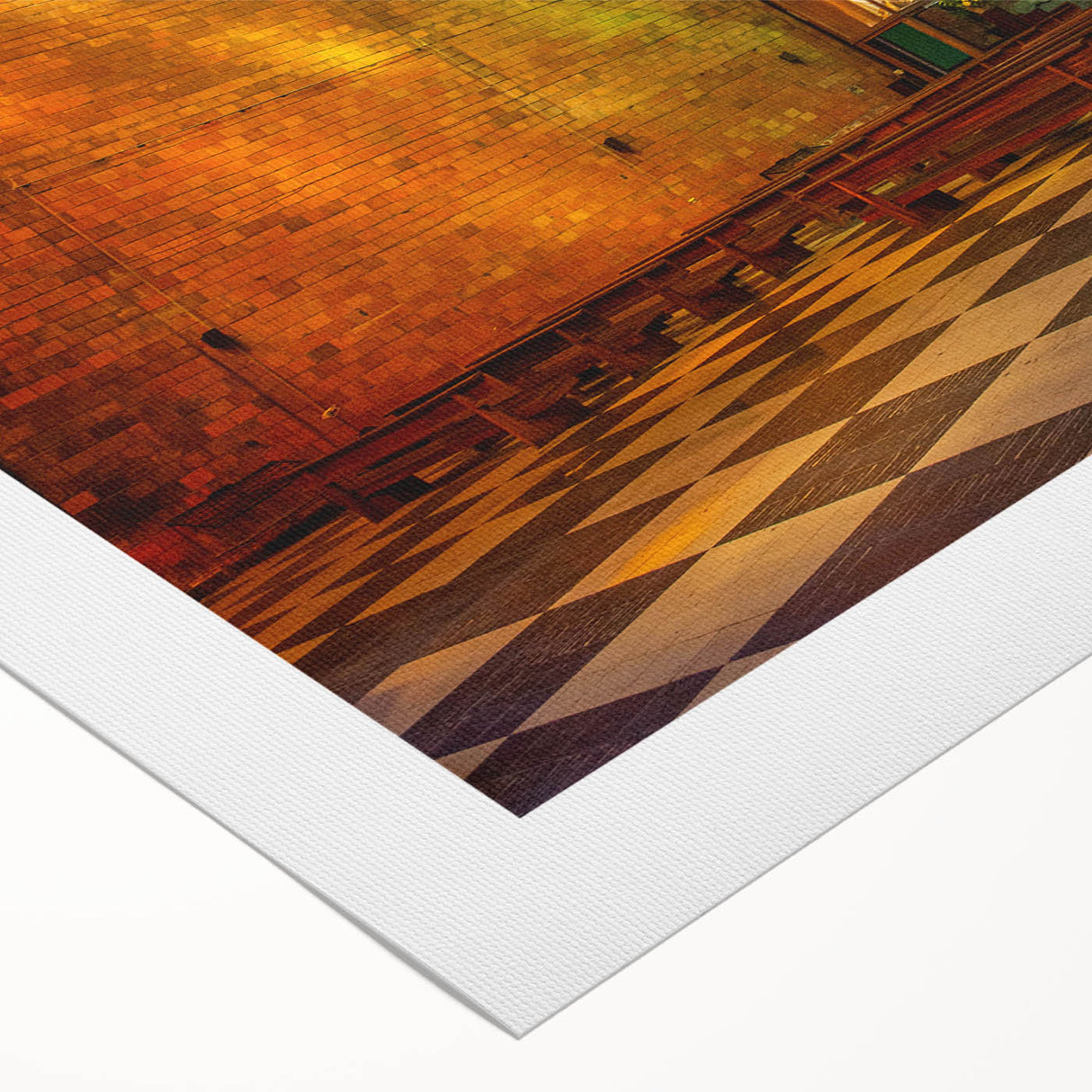 Art deco poster of El Salvador scenery in pastel shades on rolled canvas, suitable for dining room wall art.