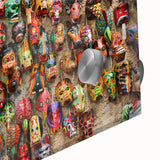 Large abstract wall art featuring a mid-century modernist style scene of Central America in vibrant colors on acrylic glass.