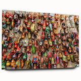 Large abstract wall art depicting a Central American scenery in vibrant earth tones on acrylic glass.