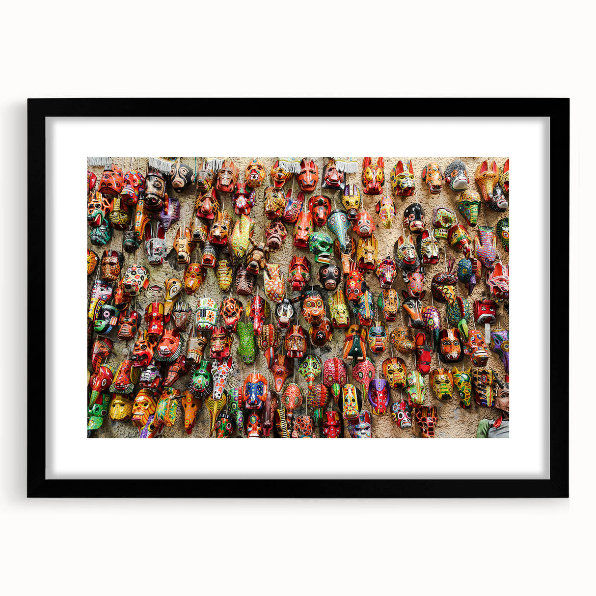 Extra large framed abstract art print depicting a textured Central American landscape in muted earth tones.