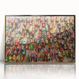 Framed acrylic print of a Guatemalan landscape in gold hues, ideal for modern art wall decor.