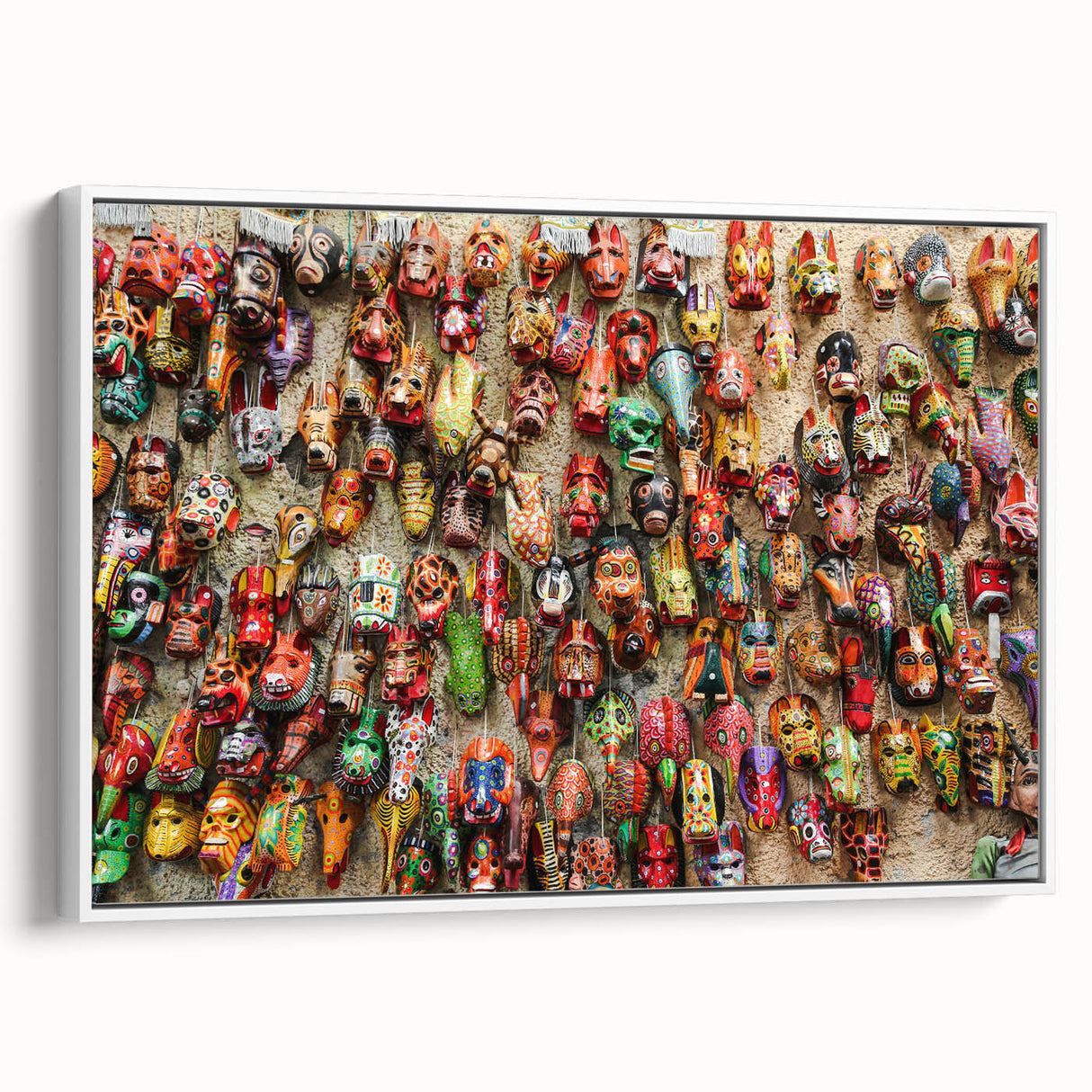 Vintage poster art of a Guatemalan landscape on a framed canvas, featuring colorful art in extra large size.