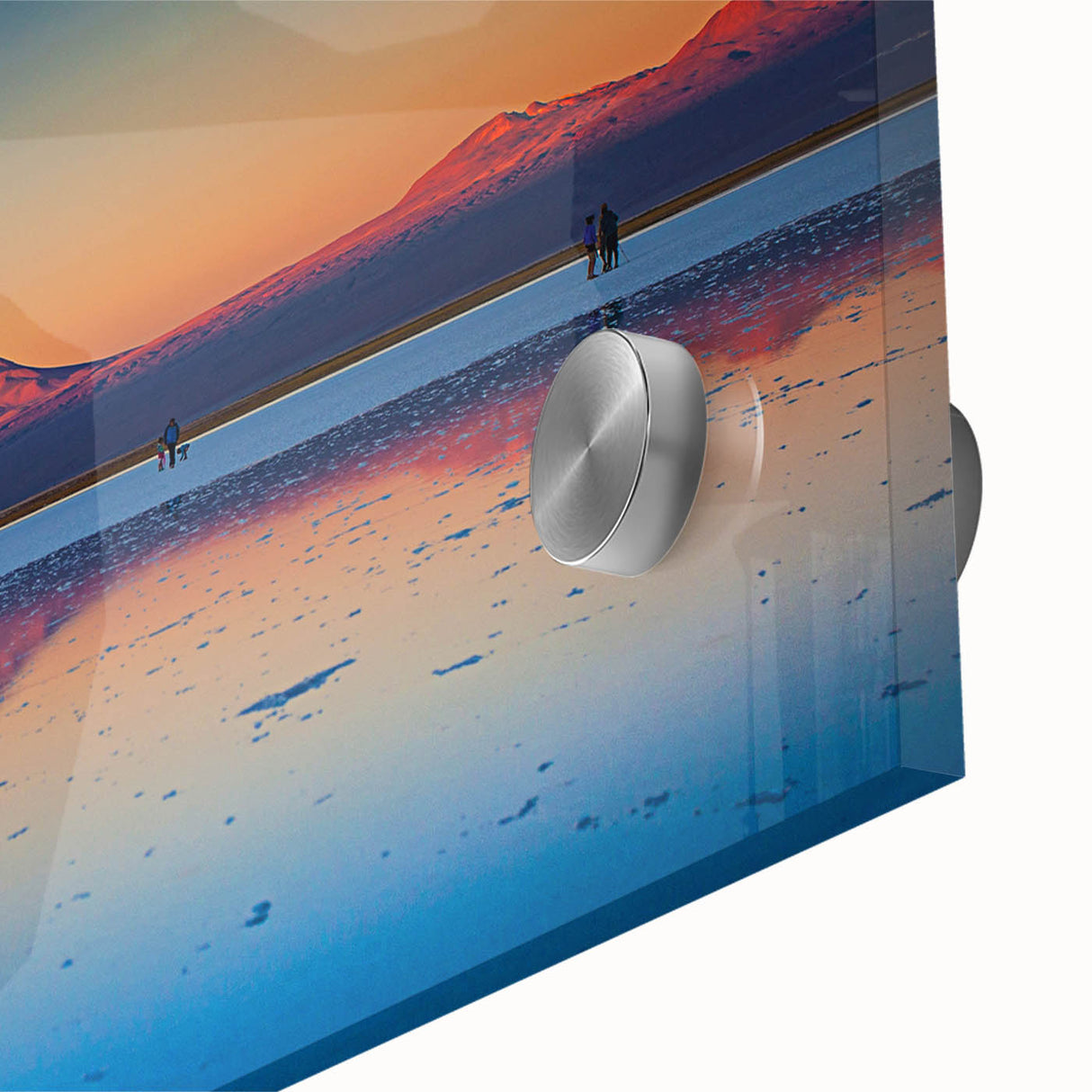 Large abstract wall art depicting a Central American landscape in muted earth tones on acrylic glass.