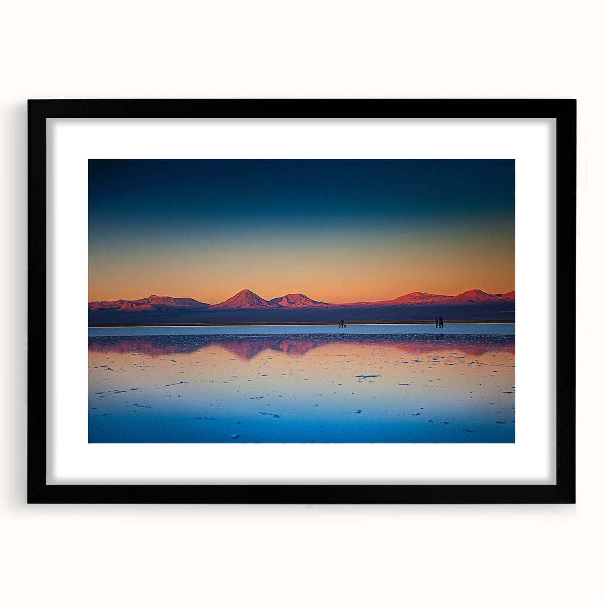 Extra large abstract art print featuring a colorful, textured depiction of Central American scenery on a black framed canvas.