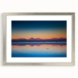 Textured abstract art print of a Central American scenery in silver frame, ideal for bedroom art.