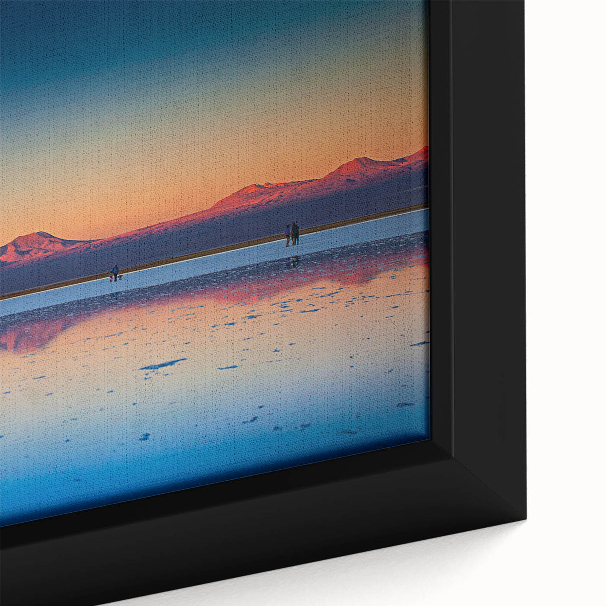 Textured black wall art depicting a vibrant, colorful Central American scenery on a framed canvas.
