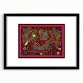 Extra large abstract art print of a Central American scenery in black frame, ideal for living room decor.