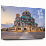 Acrylic glass print of a Bulgarian landscape in muted earth tones, ideal for dining room decor.