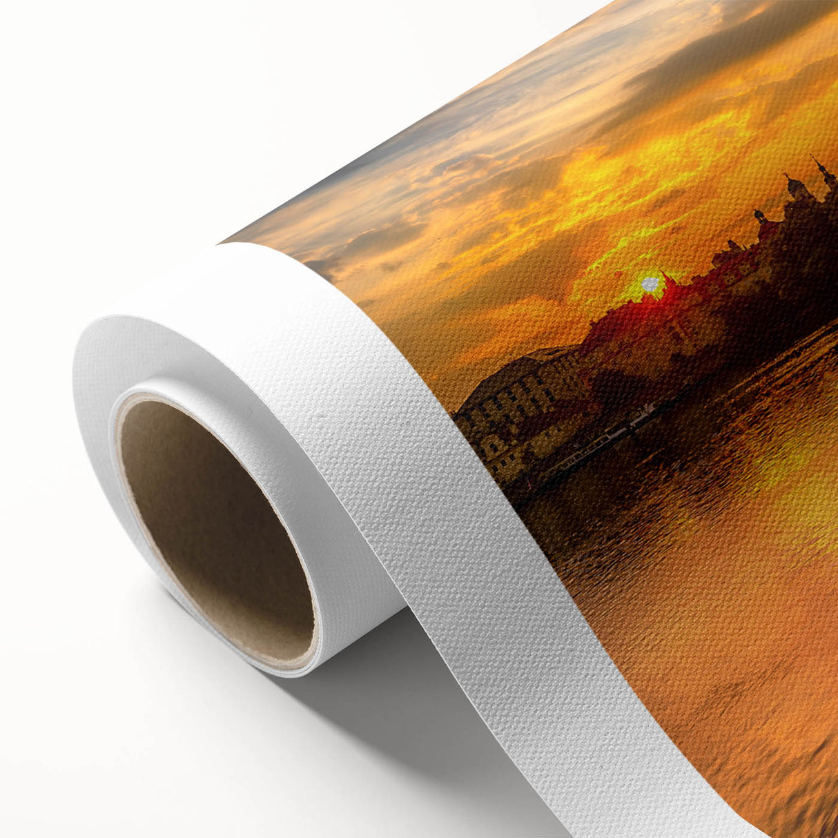 Art deco poster of Prague scenery with muted earth tones on rolled canvas, ideal for nursery wall art or dining room decor.