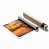 Extra large rolled print of Prague scenery with muted floral elements, ideal for classy bathroom wall art.