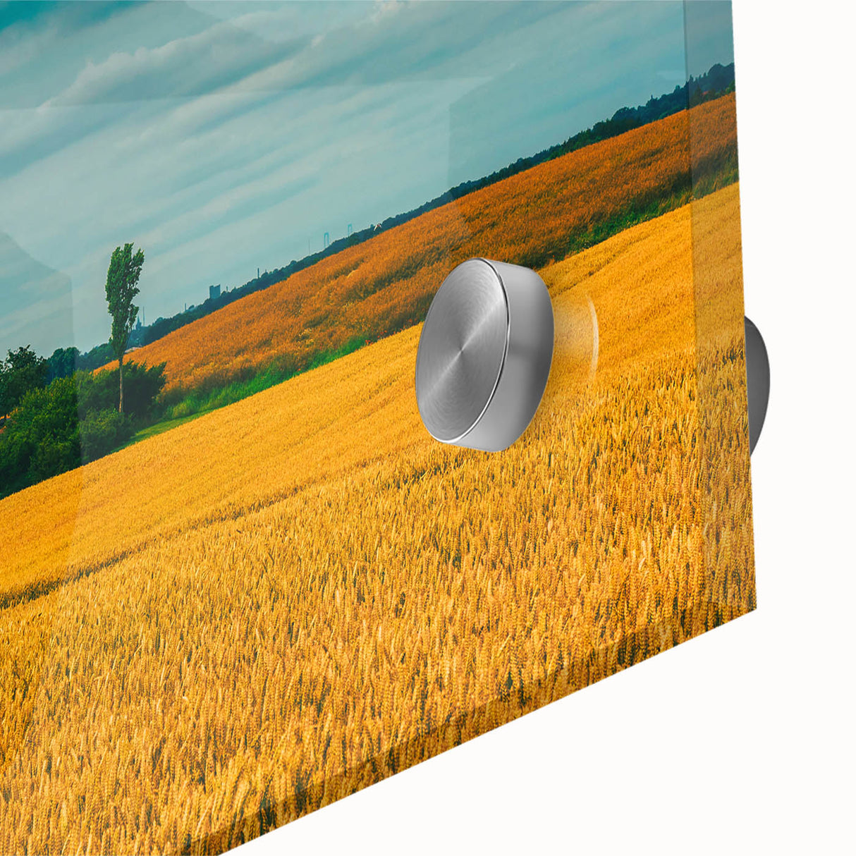 Large abstract wall art depicting a European scenery in Denmark, rendered in muted earth tones on acrylic glass.