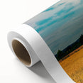 Art Deco poster of a serene Danish landscape in soft pastel colors on rolled canvas, ideal for nursery wall art.