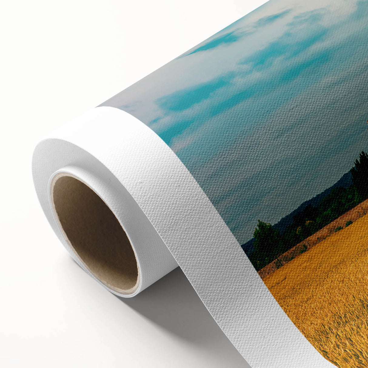 Art Deco poster of a serene Danish landscape in soft pastel colors on rolled canvas, ideal for nursery wall art.