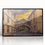 Large abstract wall art depicting the Oxford skyline in muted gray tones on a framed acrylic.