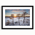 Extra large abstract art print of a colorful European scenery on textured canvas, framed in black.