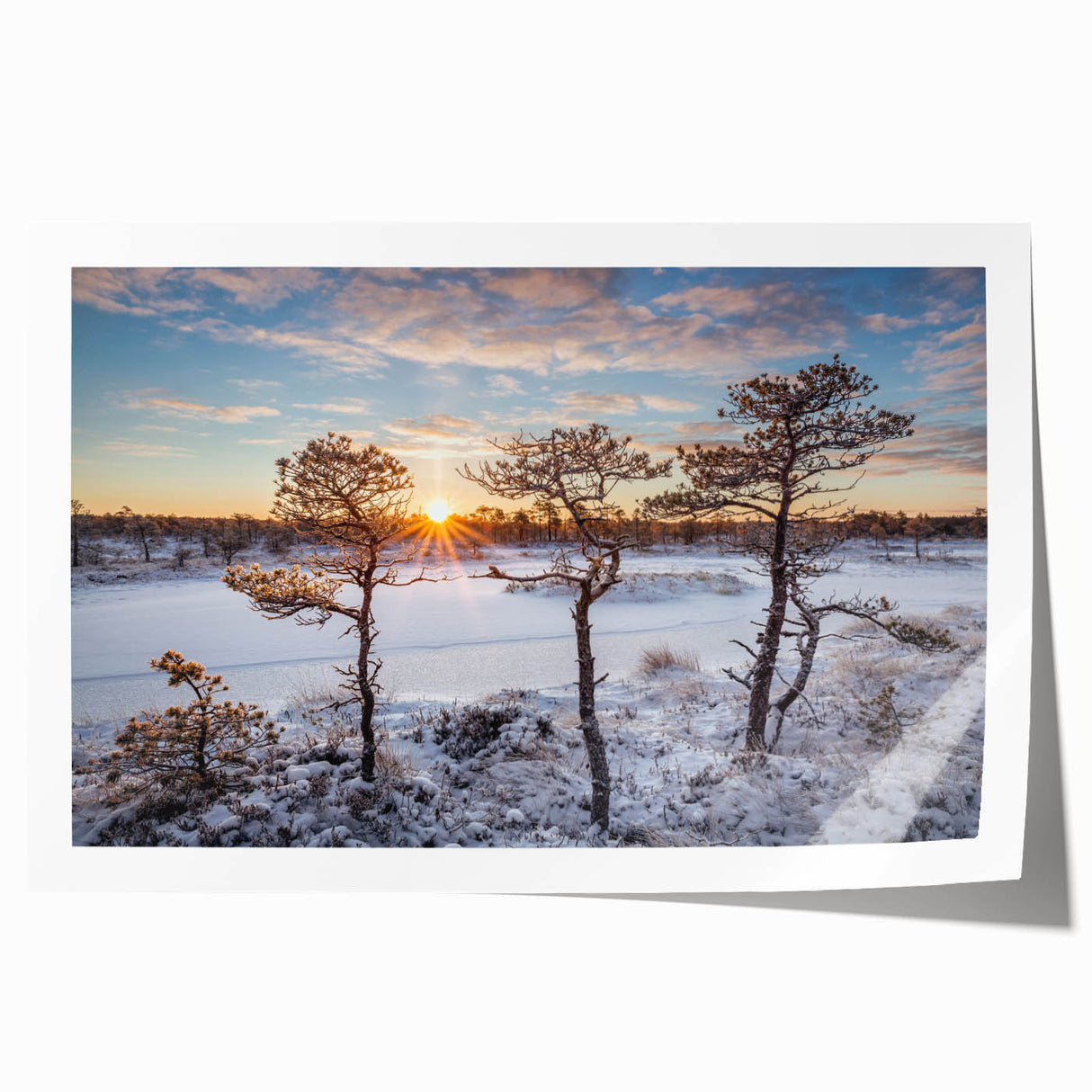 Extra large rolled print of a European scenery in muted earth tones, ideal for art wall dining room.