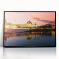 Large abstract wall art depicting a stylized Lyon cityscape in muted gray and blue tones on a framed acrylic panel.