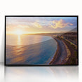 Large abstract wall art depicting a European scenery in Nice, France, with muted colors on a black framed acrylic.