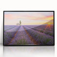 Large abstract wall art depicting a vibrant Provence landscape in mid-century modernist style, framed in black acrylic.