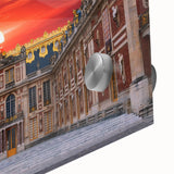 Acrylic print of Versailles scenery, featuring muted earth tones in a mid-century modernist style, ideal for dining room art.