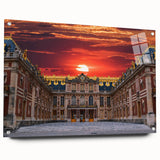 Acrylic glass print of Versailles scenery in muted green and beige, ideal for dining room art.