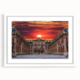Textured art print of Versailles in muted earth tones on a framed canvas, ideal for bedroom wall decor.