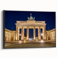 Black and white framed canvas of Berlin landscape, vintage poster art style, ideal for bedroom decor.