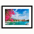 Extra large framed abstract art print of a colorful, textured European scenery, ideal for living room decor.